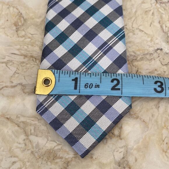 Original Penguin 100% Skinny Tie Blue Plaid - Unisex - Picture 8 of 8